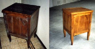 comoda settecentesca, prima e dopo il restauro